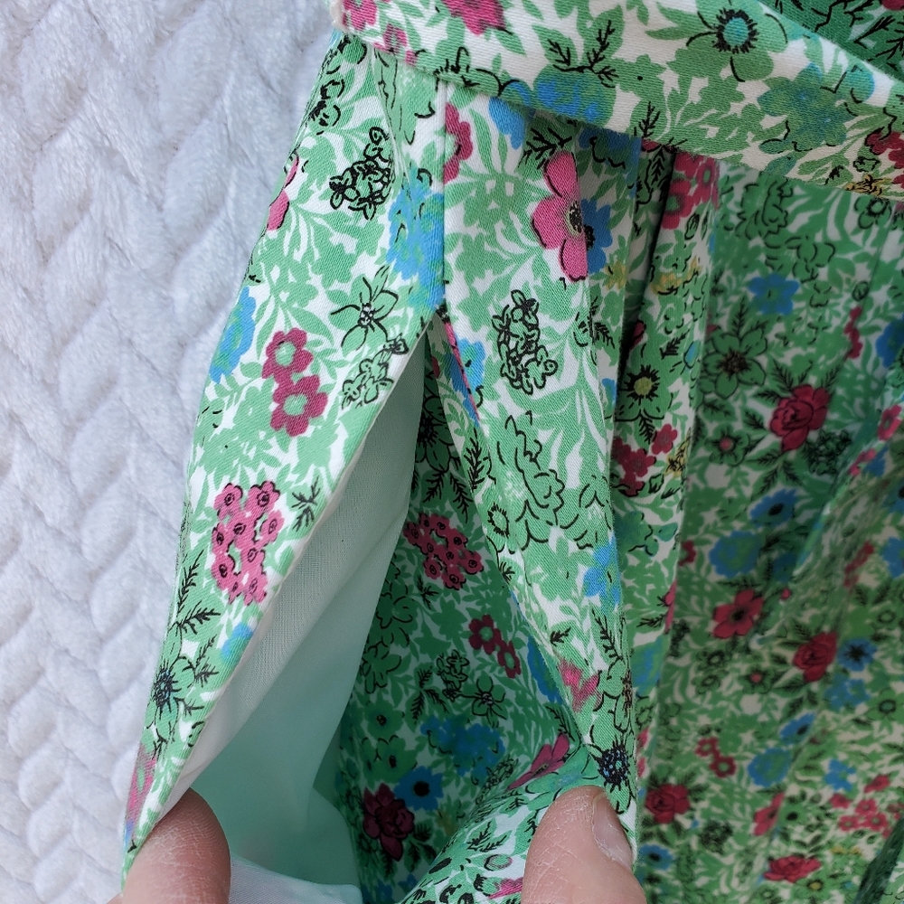 ANNE KLEIN Green Floral A-Line Fit & Flare Dress Size 10 - Picture 9 of 16